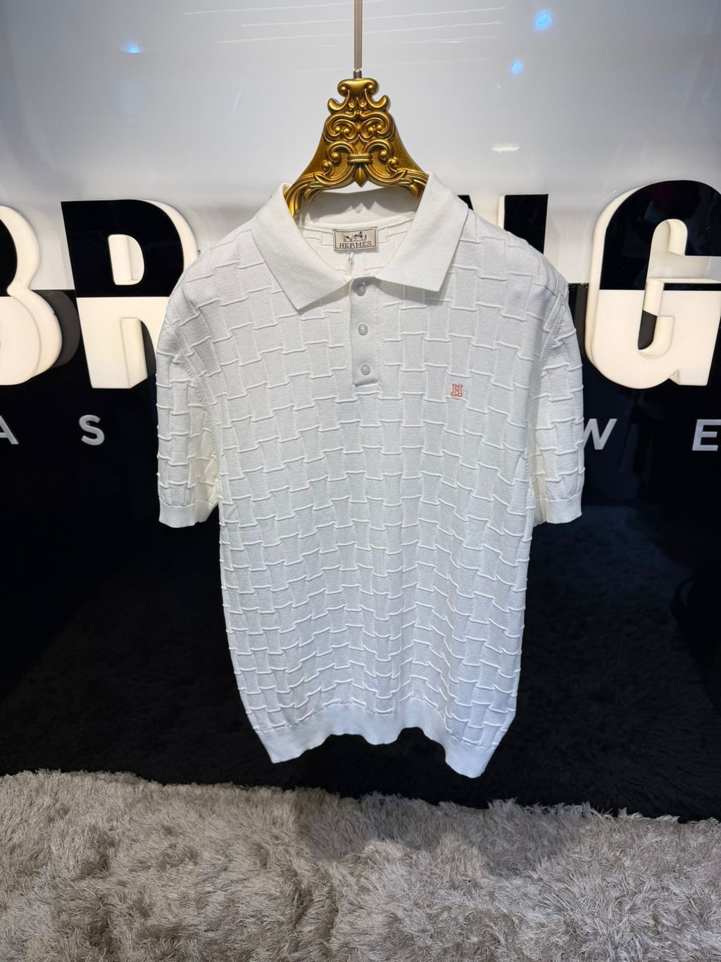 Textured Knit Polo Shirt
