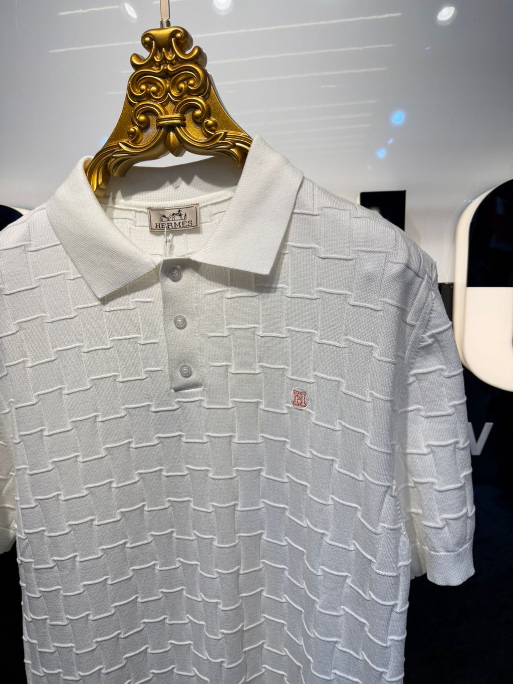 Textured Knit Polo Shirt