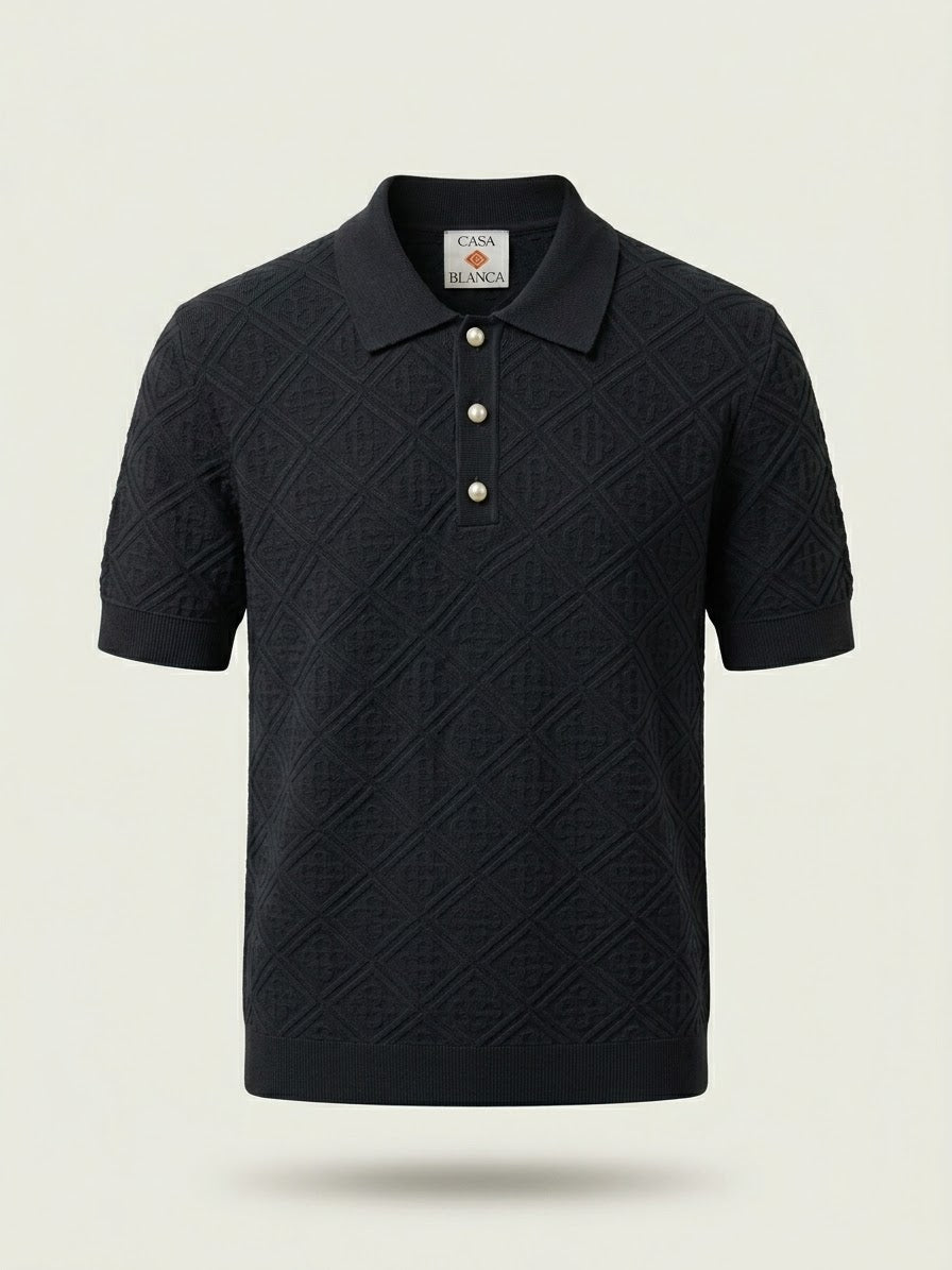 Textured Knit Polo Shirt