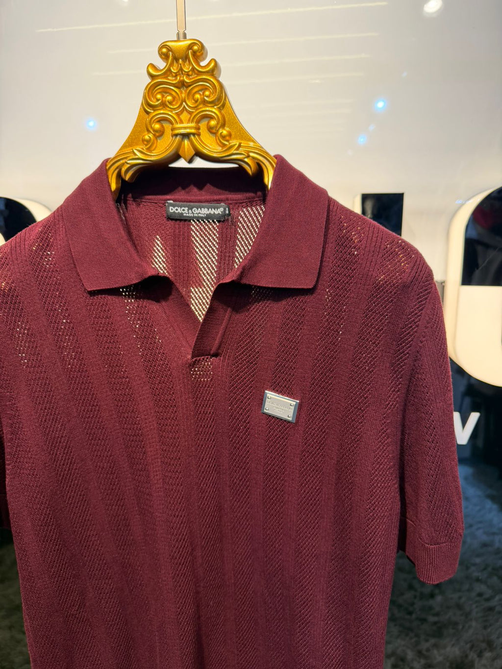 Textured Knit Polo Shirt