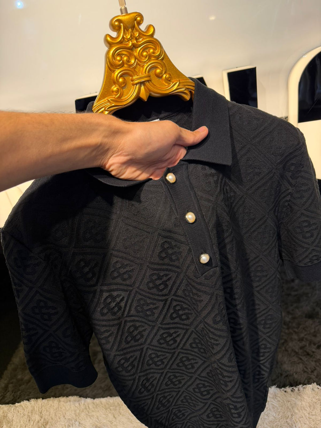 Textured Knit Polo Shirt