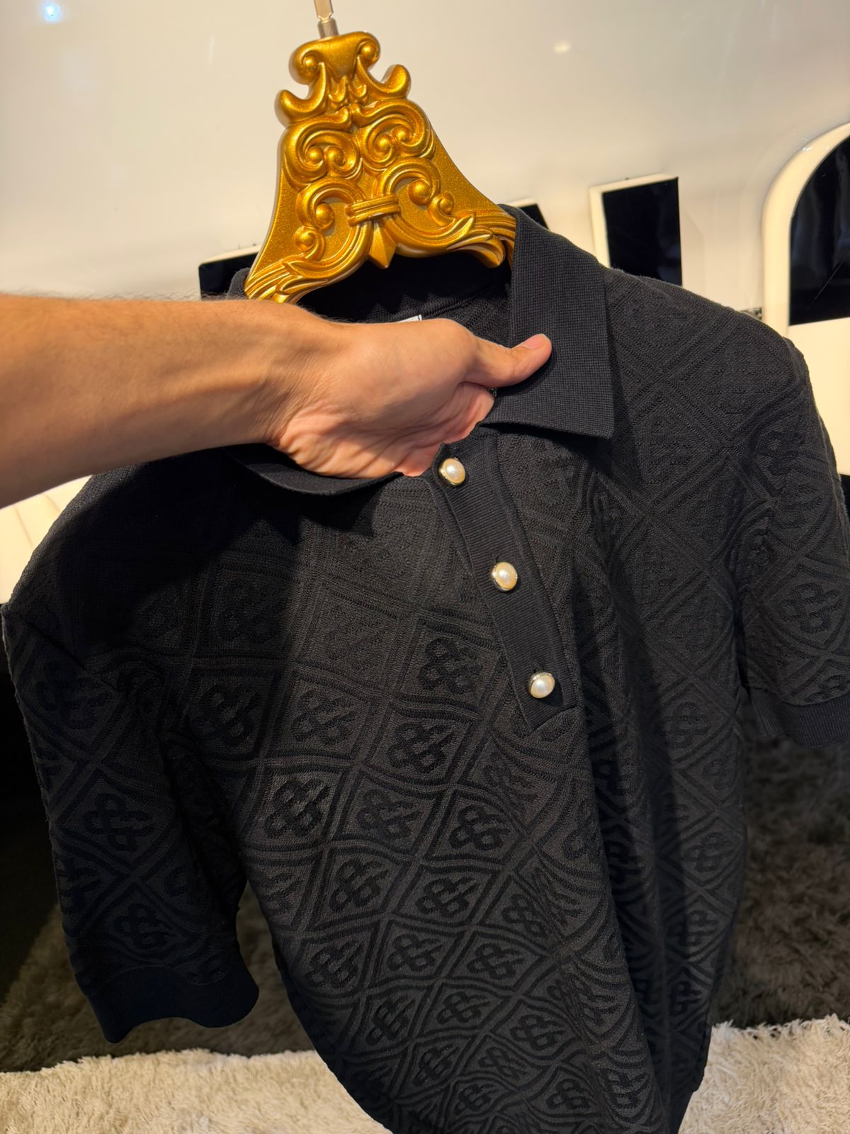 Textured Knit Polo Shirt