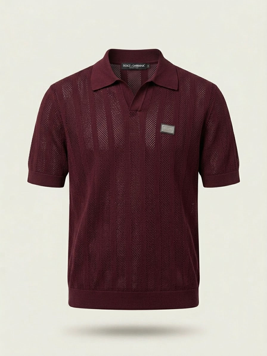 Textured Knit Polo Shirt
