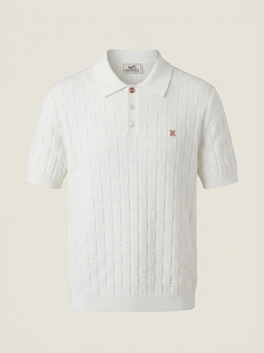 Textured Knit Polo Shirt