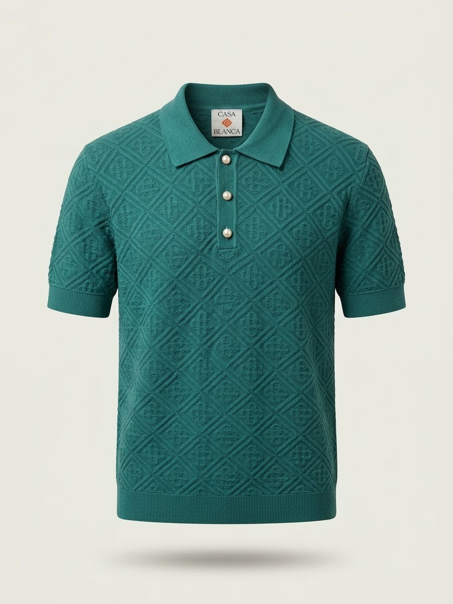 Textured Knit Polo Shirt